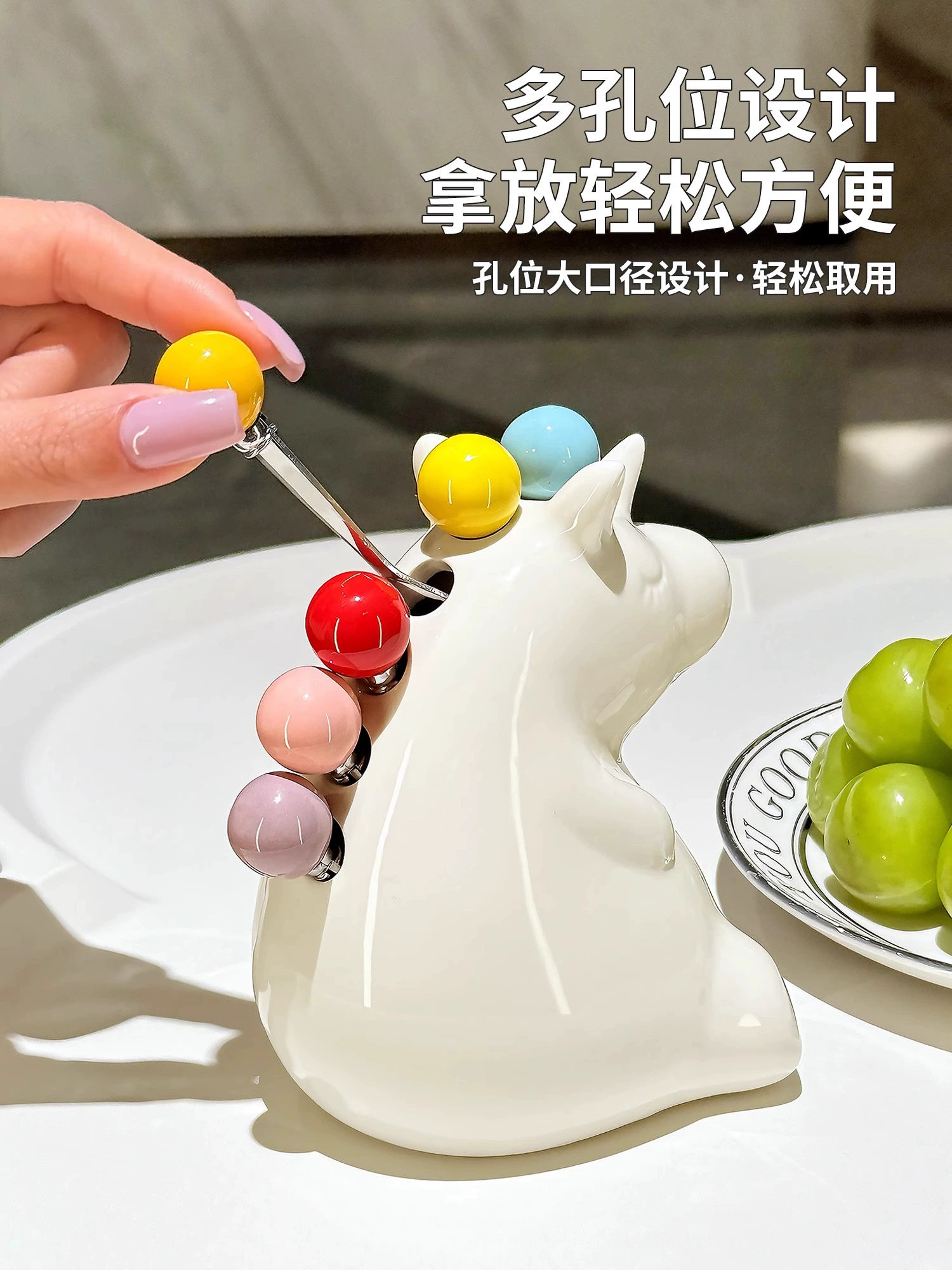 ✅ Вилка для фруктов из нержавеющей стали с динозавром и единорогом, домашняя легкая роскошная детская керамическая вилка, банка для хранения