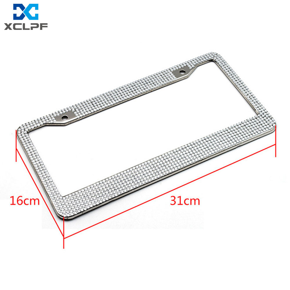 Amazon stainless steel license plate frame with diamond license plate frame US standard diamond license plate frame modified black pink and white diamond license plate holder