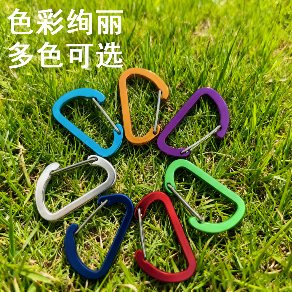 Outdoor Carabiner Aluminum Alloy D-Shaped Hook Keychain Backpack Quick-Hook Water Bottle Buckle Multi-Functional Spring Safety