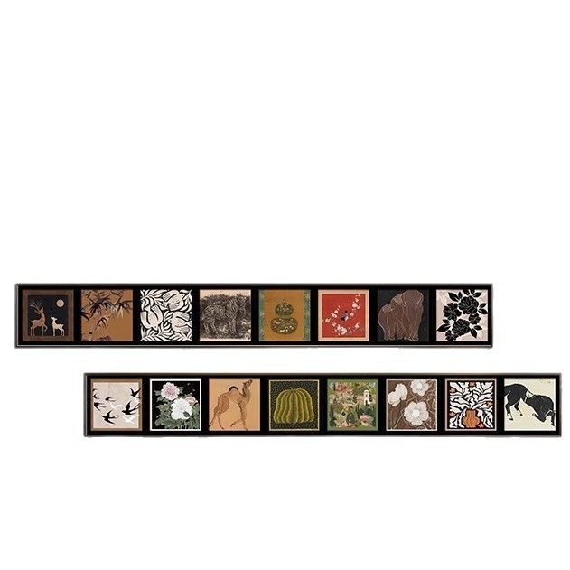 中古风高档客厅装饰画横版长条沙发背景墙挂画法式复古艺术卧室画|undefined