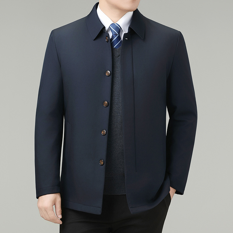 高端时尚男装轻商务休闲爸爸羽绒服外套中老年经典保暖羽绒夹克衫