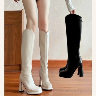 10CM��ɫ�LͲѥŮ2025��С���L�߸�ѥ���ݏ���ѥ�@�ȼ���ʽ��Ͳѥ