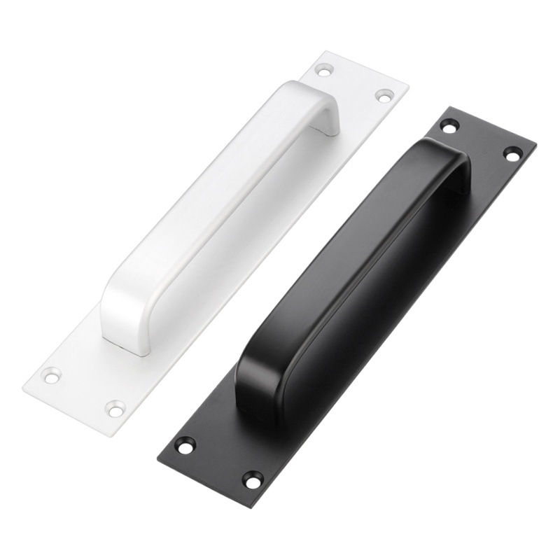 De aleación de aluminio de perforación libre de montaje abierto mango negro mate balcón puerta corredera manija simple manija de baño