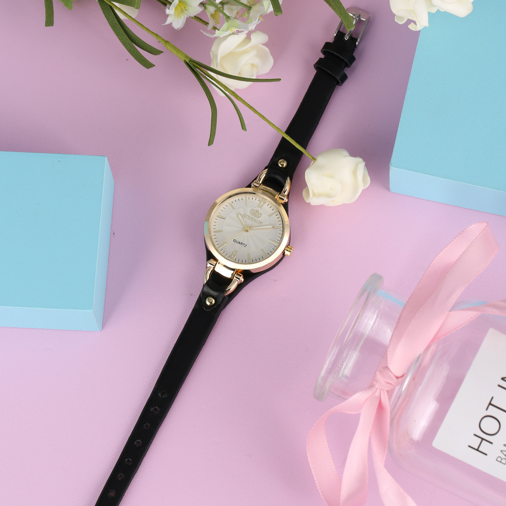 Orologio da donna alla moda, elegante orologio al quarzo in pelle, cinturino sottile, quadrante semplice da donna_voghion.com