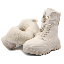 头层牛皮雪地靴真皮毛一体女靴2025冬羊毛短靴马丁加厚底防滑棉鞋