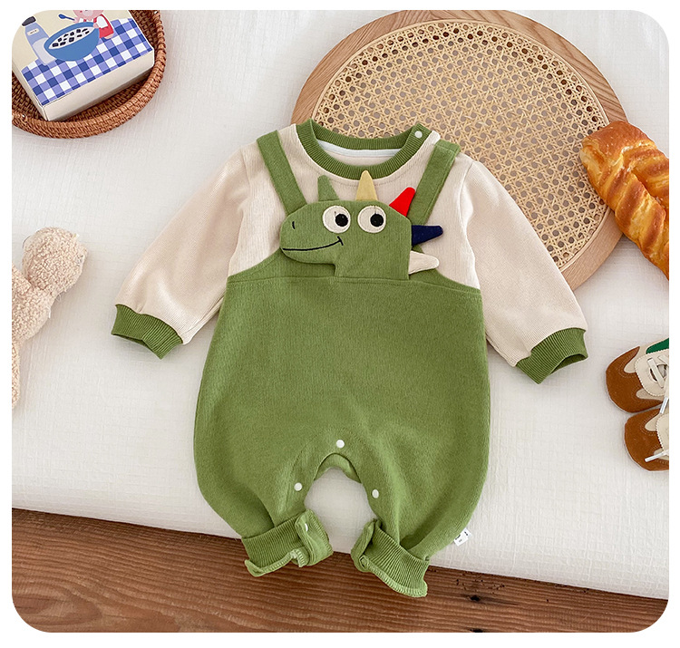 Ensemble barboteuse bébé motif dinosaure deux pièces_voghion.com