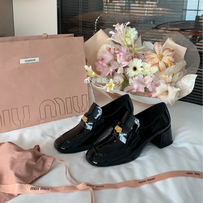 头层牛皮乐福鞋小皮鞋金币一脚蹬增高同款鞋粗跟方头小葡萄妈春|undefined