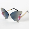 Frameless cut border butterfly shape cross -border foreign trade funny sunglasses inlaid diamond colorful tide party