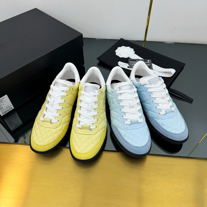 In Stock~ Chanel-Style Sneakers 2025 New Model Genuine Leather Quilted Trainers Lace-Up Versatile Casual Sneakers
