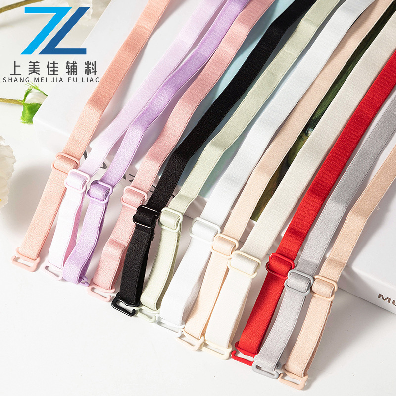 High elastic color double 9 underwear shoulder strap bra adjustable belt non-slip bra sling elastic band factory direct sale