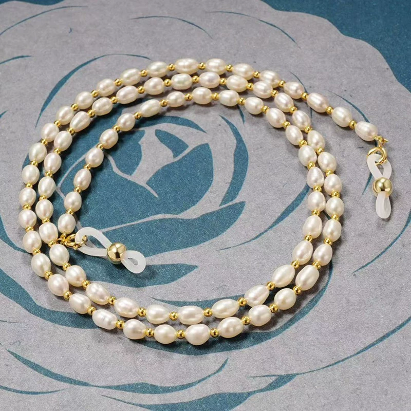 Цепочка для очков с жемчугом, подвесная цепочка из пресноводного жемчуга, женские подвесные солнцезащитные очки на шею, декоративные очки, подвесная цепочка, цепочка для солнцезащитных очков