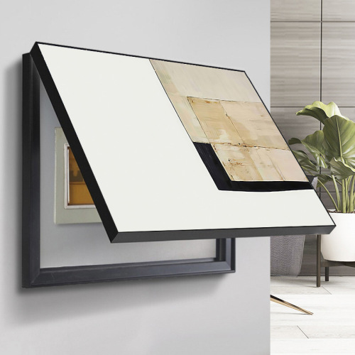 侘寂风抽象客厅电表箱装饰画北欧风推拉电箱挂画空开弱电箱遮挡画