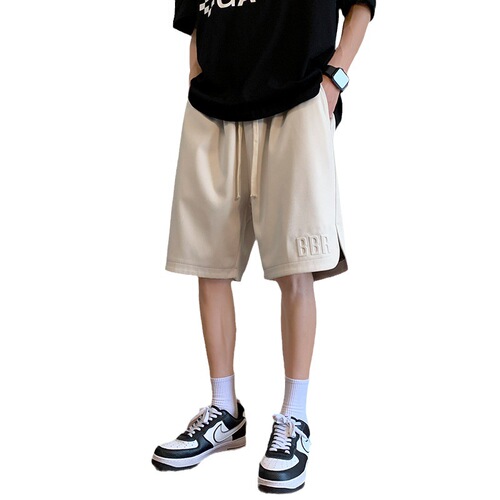 American Heavyweight Shorts Men's Summer Loose Straight Leg Four-Piece Casual Pants Trendy Steel-Printed Sports Five-Finger Mid Pants