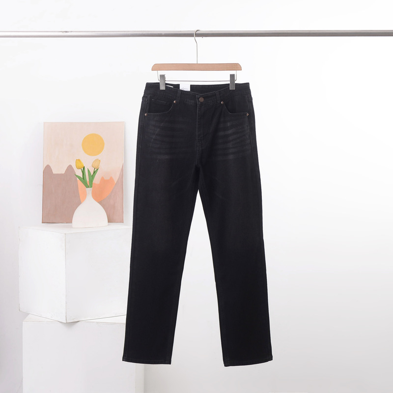 25 Years Men's Slim Classic Jeans Black Gray Stretch Plaid Casual Trousers