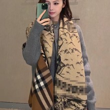 L家大驴牌经典款黑灰羊毛羊绒围巾小红书直播披肩时尚百搭保暖围