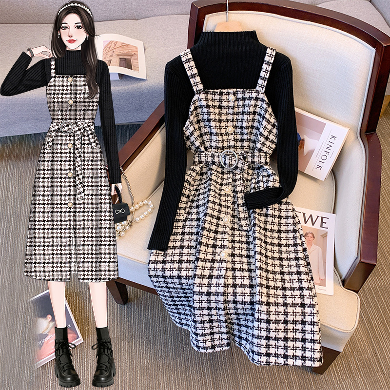  春  M-4XL 大きいサイズ セーター ワンピース 2点セット