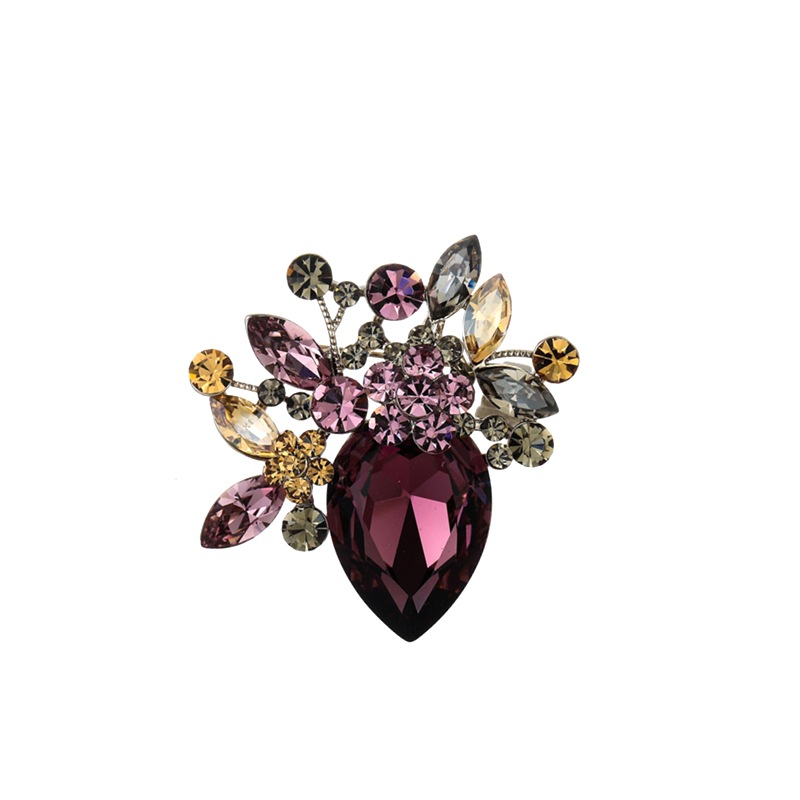 Broche de flor con cristales lujosa joya elegante para mujer_voghion.com
