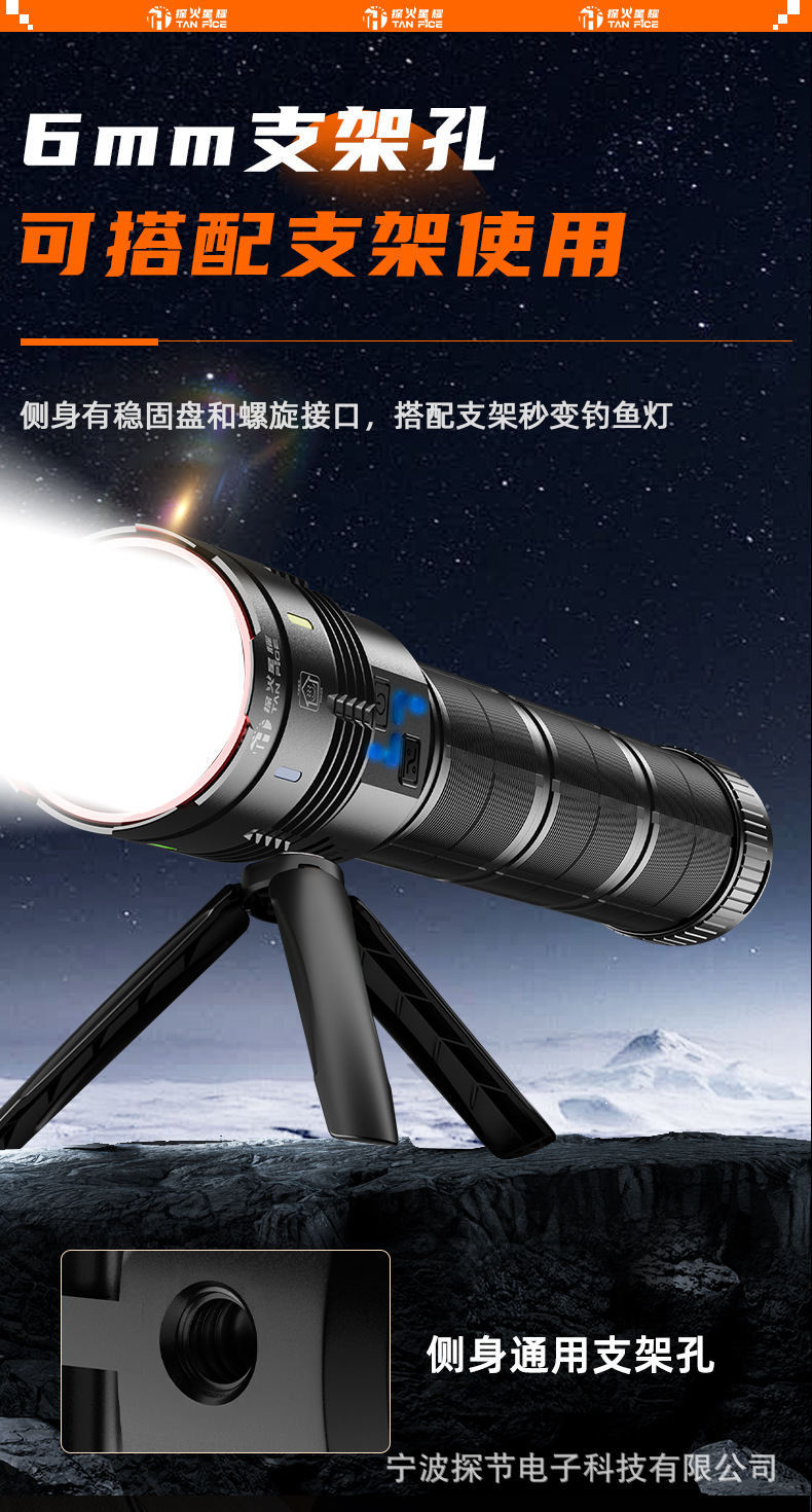 Kuaishou's Popular Aluminum Alloy Outdoor Tactical Flashlight, Strong Light, Ultra-Bright, Long-Lasting, Multi-Functional Emergency Flashlight, Cross-Border