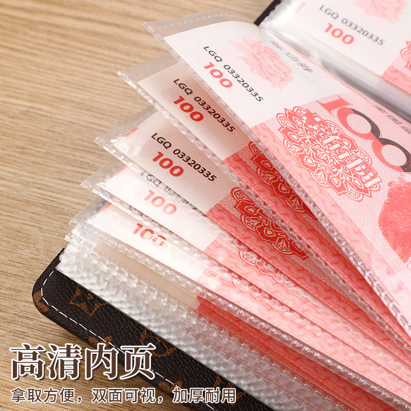 2025 新しい老眼マネークリップマネーブック磁気バックル大容量 10 万ドル現金マネーブック人民元収納ブック|undefined
