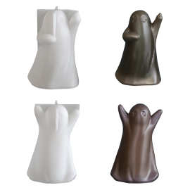 跨境万圣节立体幽灵摆件石膏模具diy树脂香薰石膏节日硅胶模具