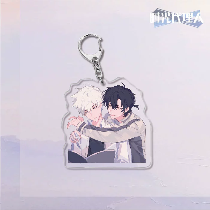  Keychain Time Agent double-sided acrylic key buckle, 6 cm cute campus creative gift