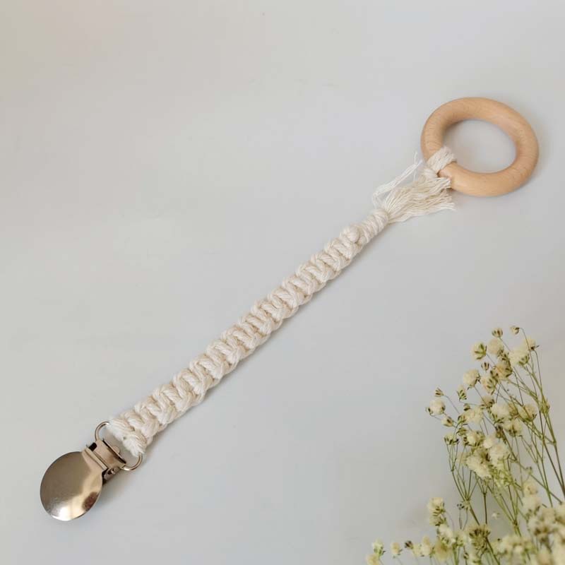 Nuevo bebé suministros plana pezón clip DIY bebé creativo hecho a mano tejido de algodón cuerda pezón cadena pezón cuerda