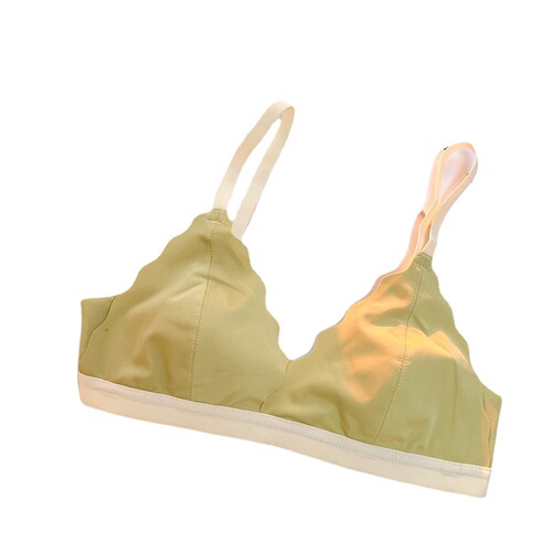 French triangle cup seamless underwear for women with large breasts showing small breasts gathered ultra-thin rabbit ears cup girl bra