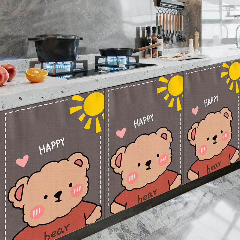 Punch-free Cabinet Dust-proof Curtain Kitchen Cabinet Storage Rack Sundries Ugly-covering Curtain Velcro Cabinet Door Cloth Curtain