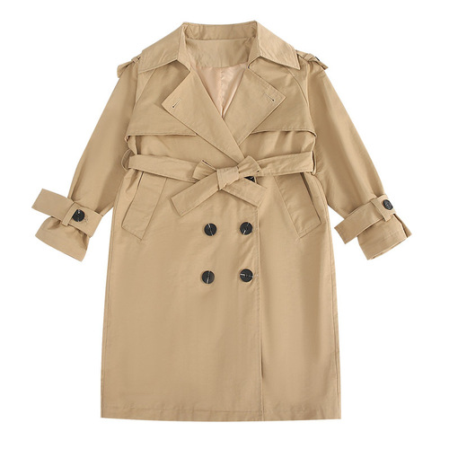 Children's Spring Long Coat  New Spring Outfit Medium and Large Children's Stylish Korean Version Casual Girl Jacket for Kids