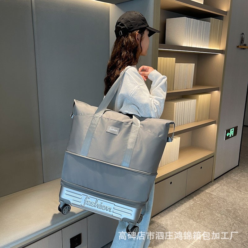 旅行大容量拆卸万向轮收纳包旅行便携双层托运大容量行李箱