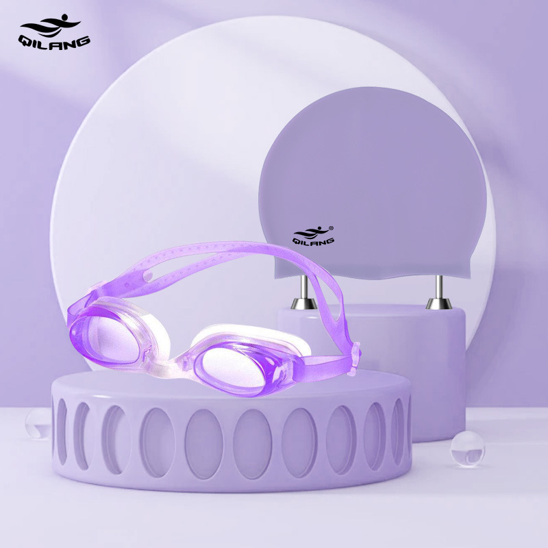 보라색 (YB1600 수영 고글 M004 수영 모자)