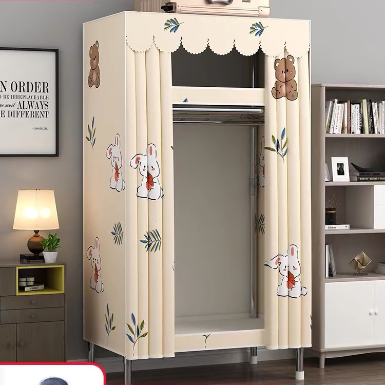 Simple Wardrobe Home Bedroom Cloth Wardrobe Strong and Durable Small Apartment Storage Cabinet for Rental Room Fabric Wardrobe