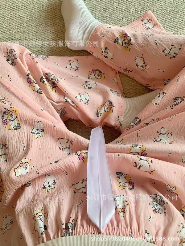 东南亚卡通猫睡裤女宽松春秋新款居家休闲夏季空调可外穿长裤批发|undefined