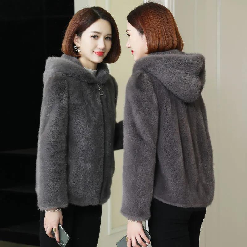 Cross-Border Velvet Thickened Hooded Polar Fleece Sweatshirt Cardigan for Women in Autumn and Winter Loose and Stylish Imitation Lamb Plush Jacket for Women