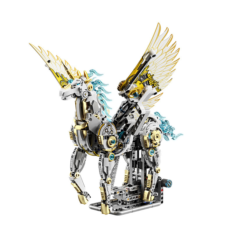 Unicornio mecánico ballena modelo de dinosaurio decoración luminosa ensamblaje bloques de construcción juguetes explosivos transfronterizos