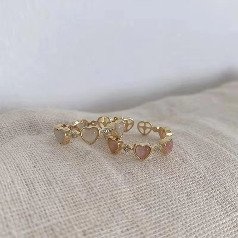 Fashion Heart Shape Copper Plating Opal Rings 1 Piece display picture 1