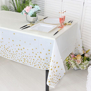 Birthday Party Tablecloth Kidsren's Party Layout Dessert Table Decoration Disposable Six-One Tablecloth Plastic Rectangular