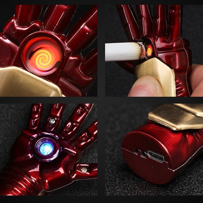 Hot selling Iron Man rechargeable windproof lighter, creative Avengers series cigarette lighter, cross-border delivery