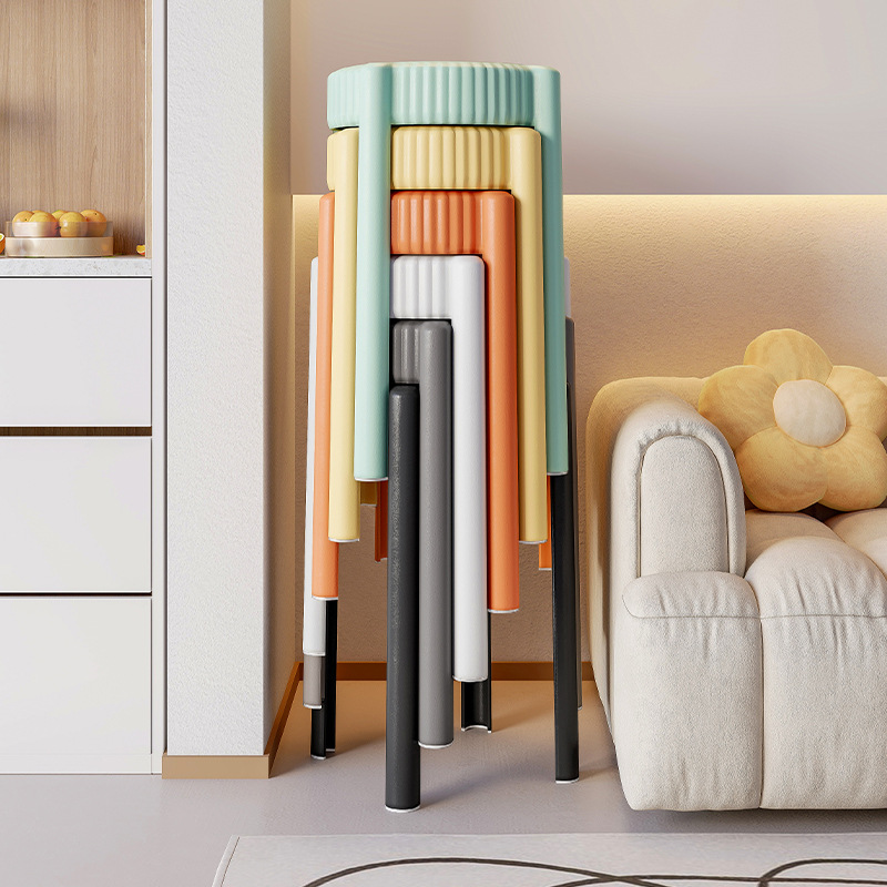 Taburetes de plástico se pueden apilar taburetes redondos taburetes de comedor domésticos modernos simples robustos y duraderos taburetes altos gruesos taburetes de molino de viento