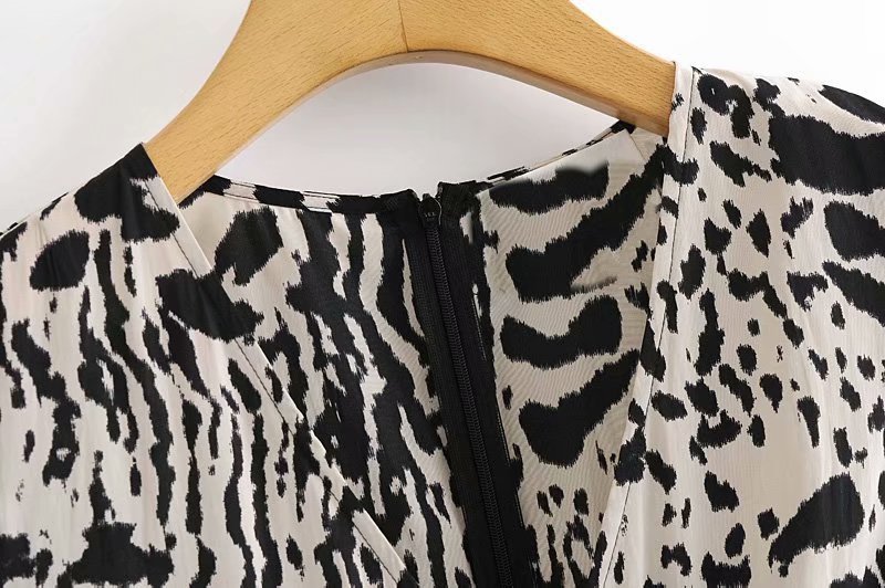 animal print V-neck dress NSAM20643