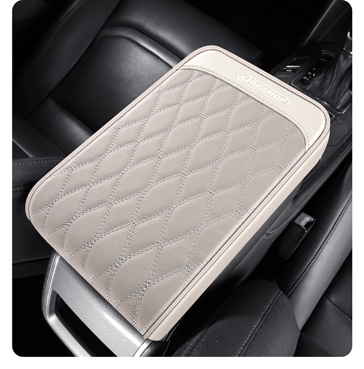 Car Armrest Box Heightening Pad Nappa Leather Center Armrest Cover