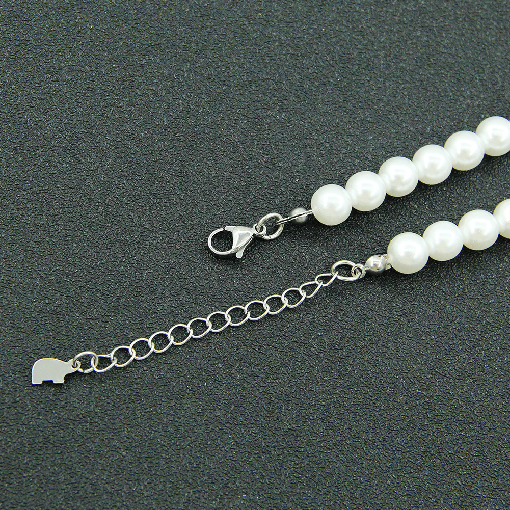 Simple Style Round Titanium Steel Beaded Polishing Bracelets Necklace 1 Piece