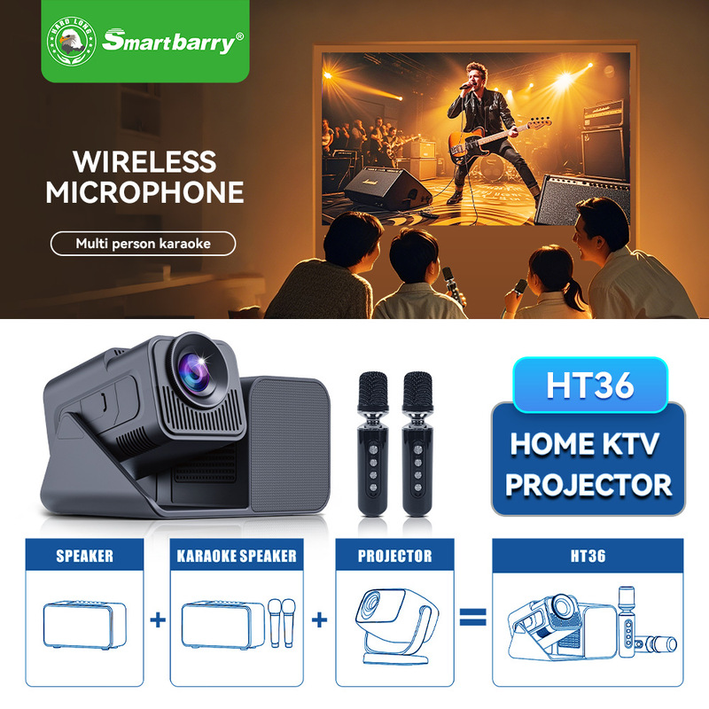 クロスボーダー 2025 新しい HT36KTV 多機能カラオケプロジェクターマイク付き 4K 高精細スクリーン HY360 プロジェクター|undefined
