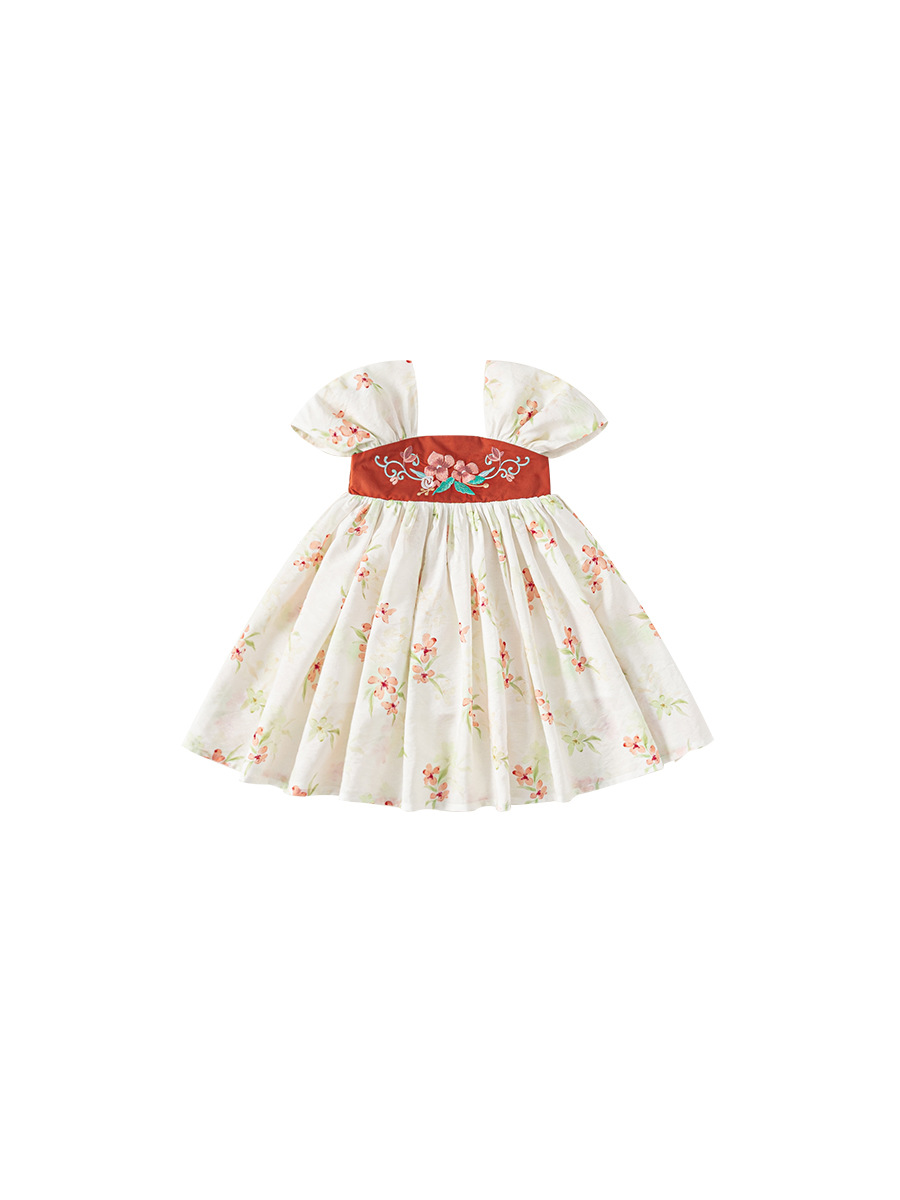 Youbao ropa para niños verano nuevo estilo niña Hanfu se puede usar todos los días vestido de los niños vestido de cuello cuadrado vestido de tesoro femenino