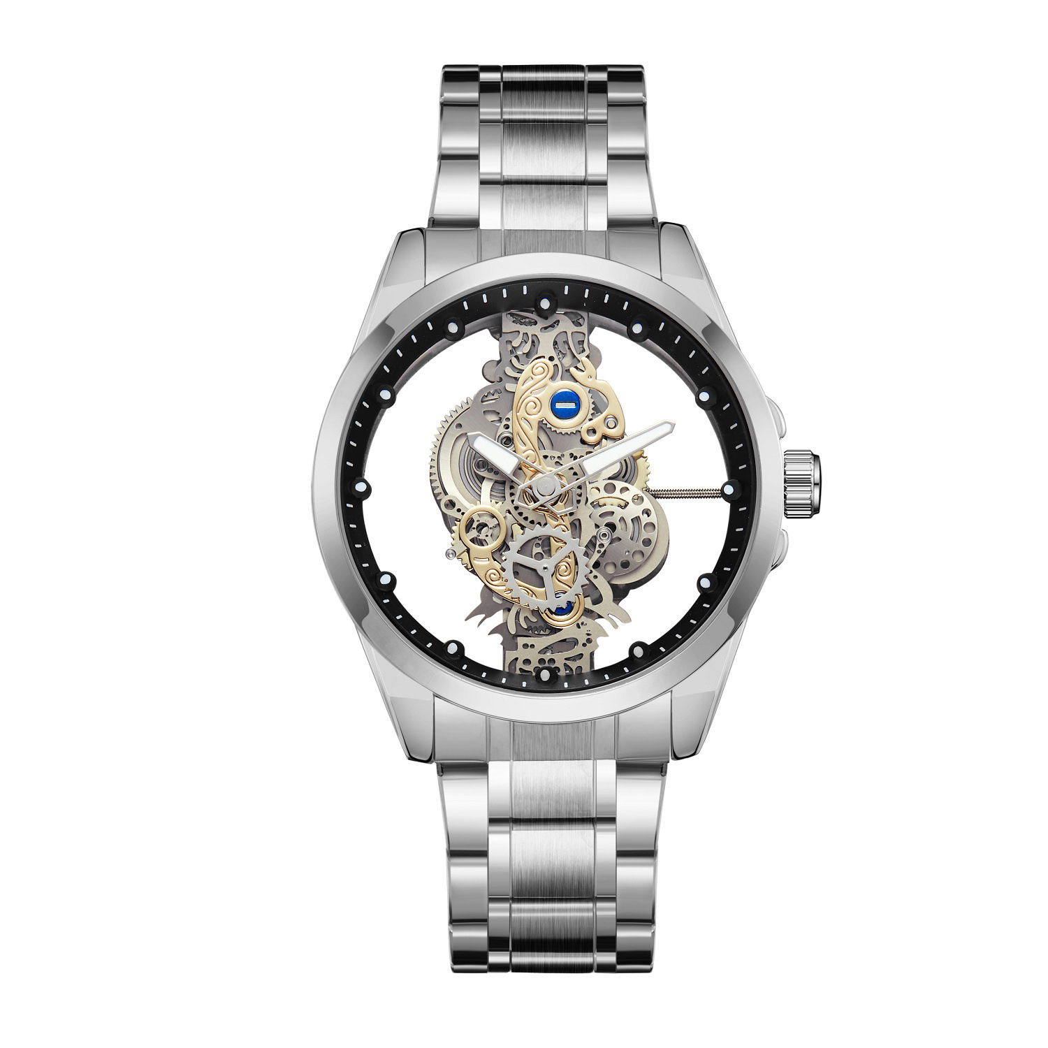 Automatic Mechanical Watch For Men Double Sided Skeleton Design_voghion.com