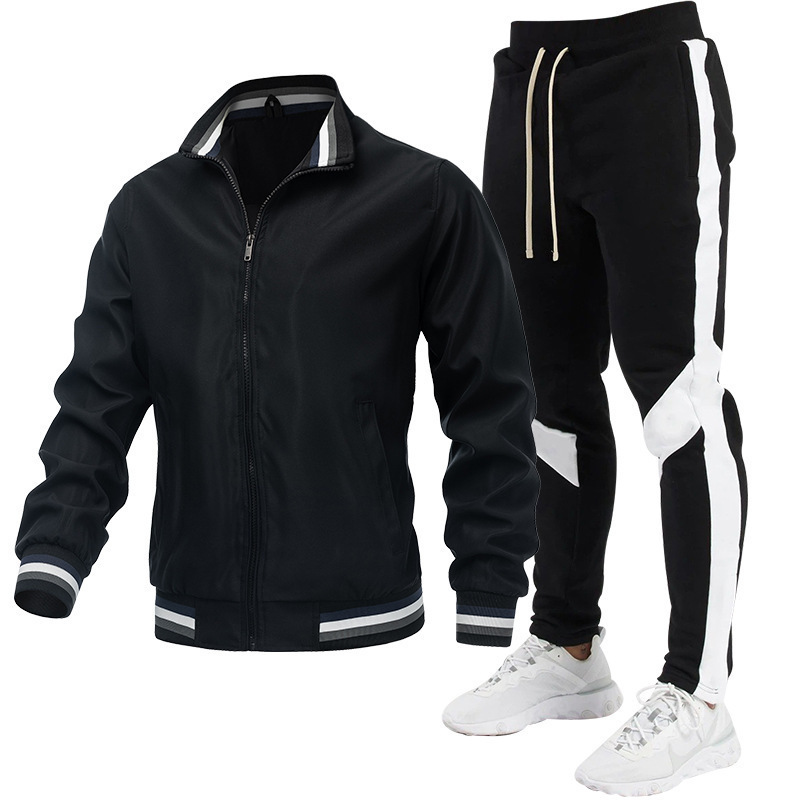 2024 nuevo traje de pantalón higiénico estampado empalmado de chaqueta juvenil para hombres de la calle corriendo se puede fijar en el logotipo
