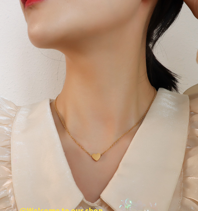 4g Weight 0.03µm-0.05µm Gold Plating Thickness PVD Coated Gold Plating Process Real Gold Plated Plating Material PVD Coated Real Gold Plated 18K Gold Heart 304 Stainless Steel Waterproof Non Tarnish 304 Stainless Steel Necklace