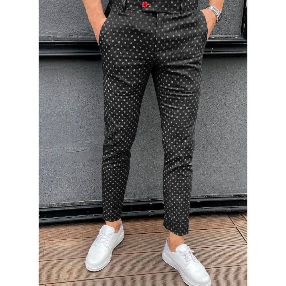 Pantaloni da completo da uomo nuovi Pantaloni formali da lavoro di alta qualità con stampa a pois Pantaloni casual slim fit da uomo_voghion.com