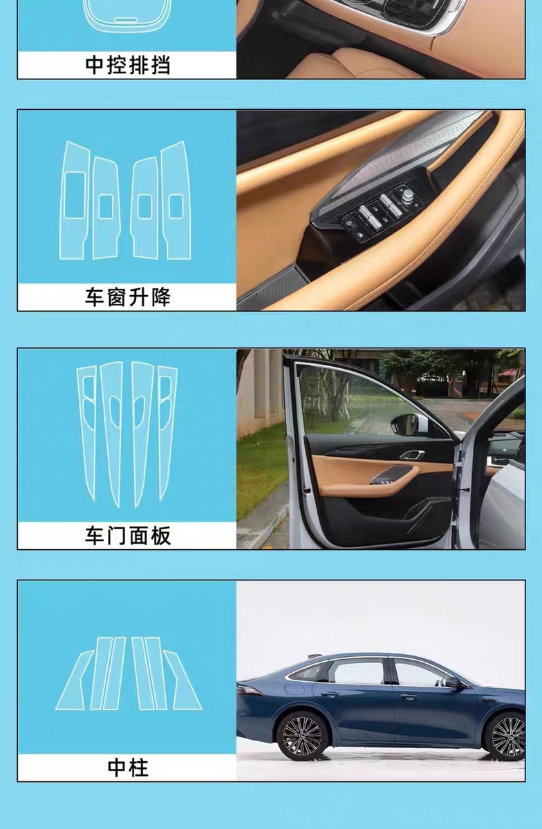 Suitable for 25-26 Models of Geely Galaxy A7 Center Console Button Film, Ev/Emi Interior Protective Film, Center Pillar Film Modification