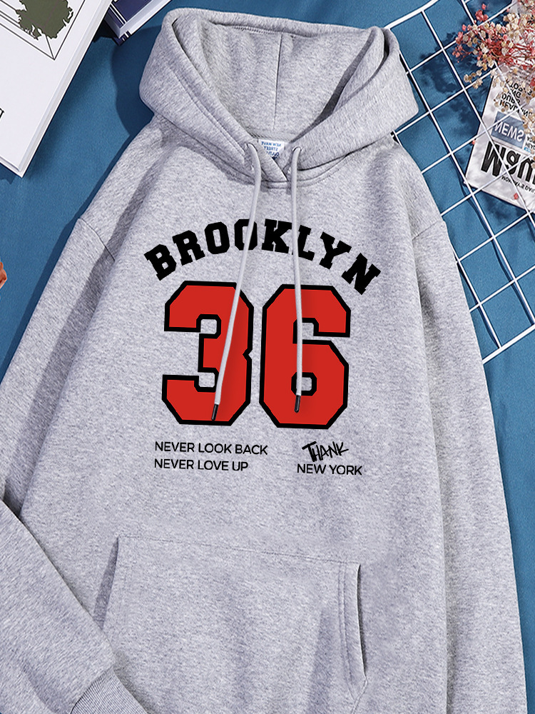 Brooklyn 36 Carta Print Hoodie Women'S Fashion Machine Wash